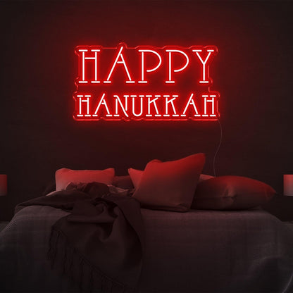 Red Happy Hanukkah Led Neon Sign For Bedroom Holiday Decor | Shineneon