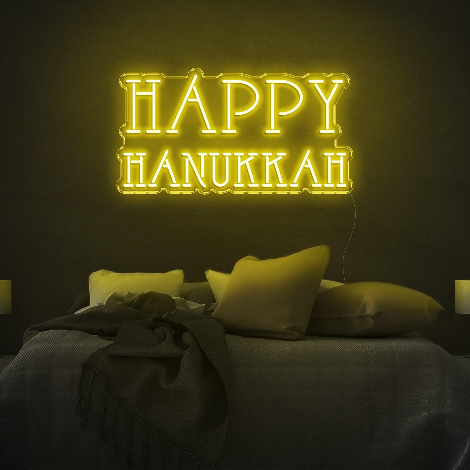 Red Happy Hanukkah Led Neon Sign For Bedroom Holiday Decor | Shineneon