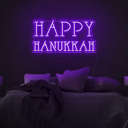 Red Happy Hanukkah Led Neon Sign For Bedroom Holiday Decor | Shineneon