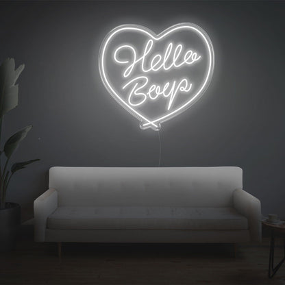 Red Heart Hello Beep Led Neon Sign For Indoor Wall Decor | Shineneon