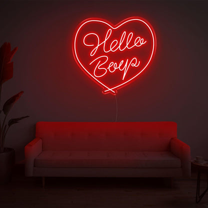 Red Heart Hello Beep Led Neon Sign For Indoor Wall Decor | Shineneon