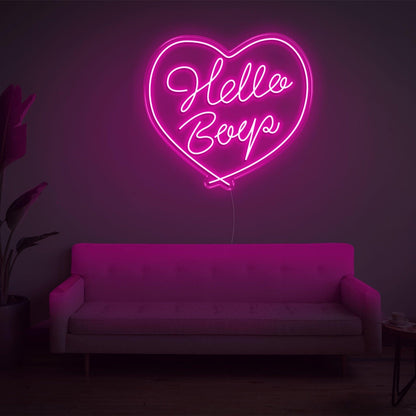 Red Heart Hello Beep Led Neon Sign For Indoor Wall Decor | Shineneon