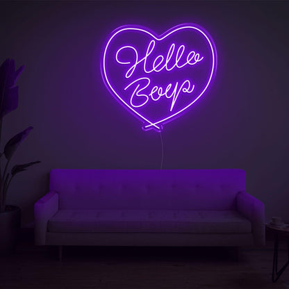 Red Heart Hello Beep Led Neon Sign For Indoor Wall Decor | Shineneon