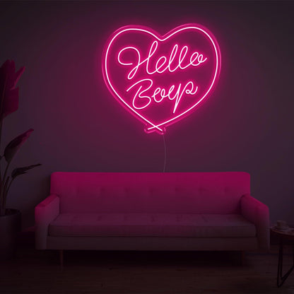 Red Heart Hello Beep Led Neon Sign For Indoor Wall Decor | Shineneon