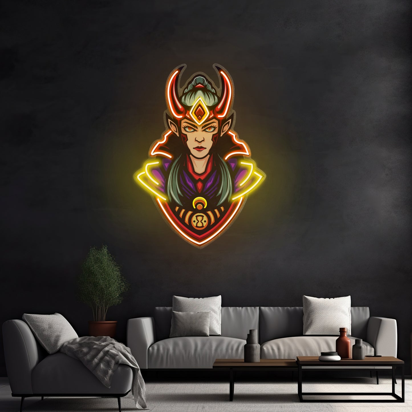 Red Horned Lady Assassins Led Neon Sign Light Custom Led Signs