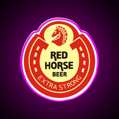 Red Horse Beer Logo Beer Bar Decor Led Neon Sign Rgb Color - Neon sign mounted on wall in room
