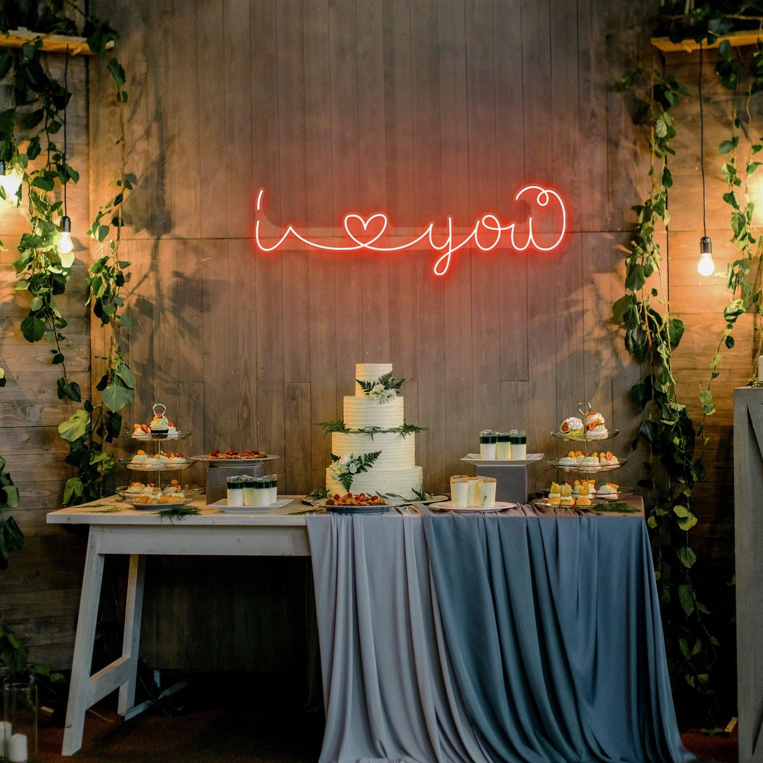 Red I Love You Uv Printed Led Neon Sign Artwork For Wedding Anniversary Romantic Decor | Shineneon