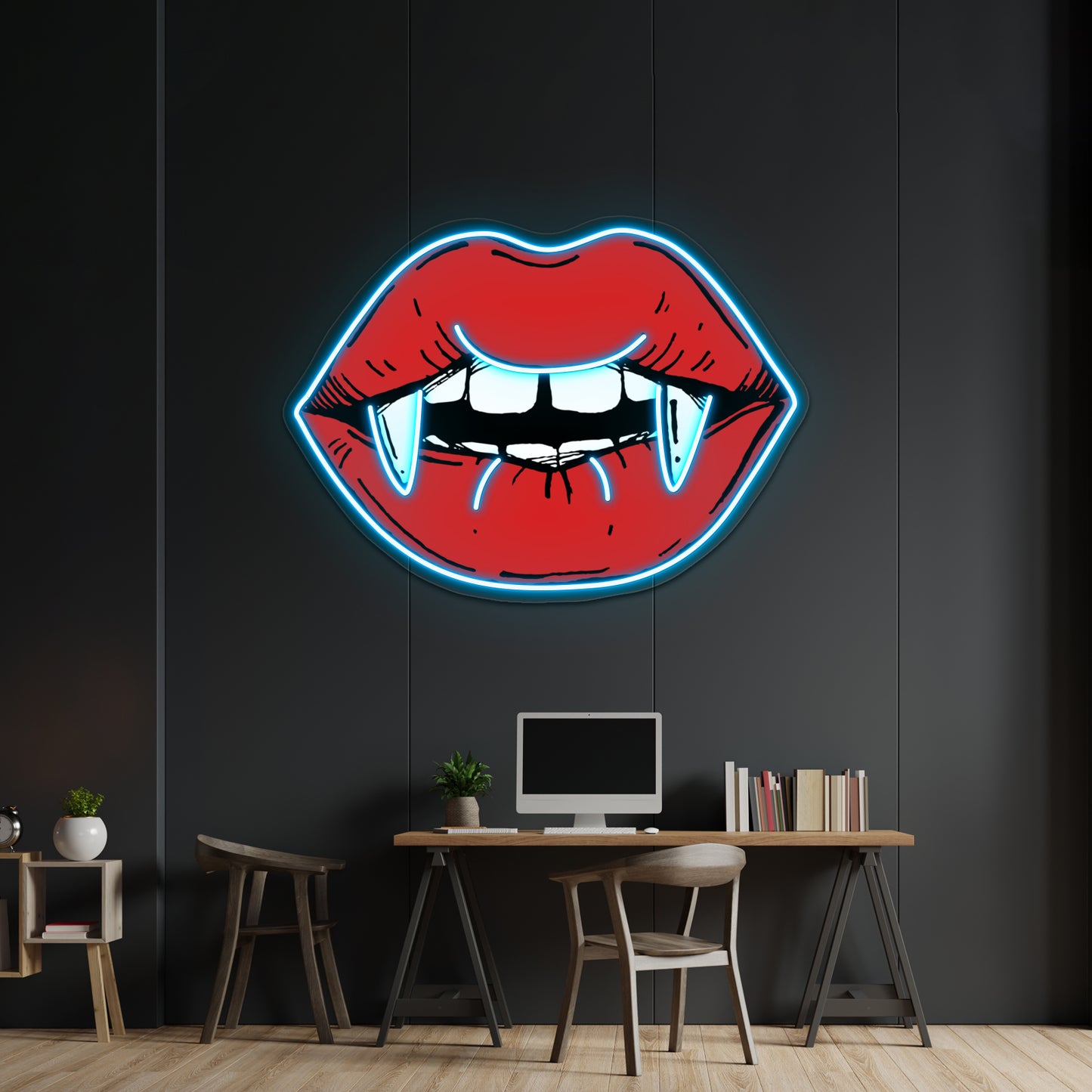 Red Lips Vampire Artwork Personalized Neon Signs