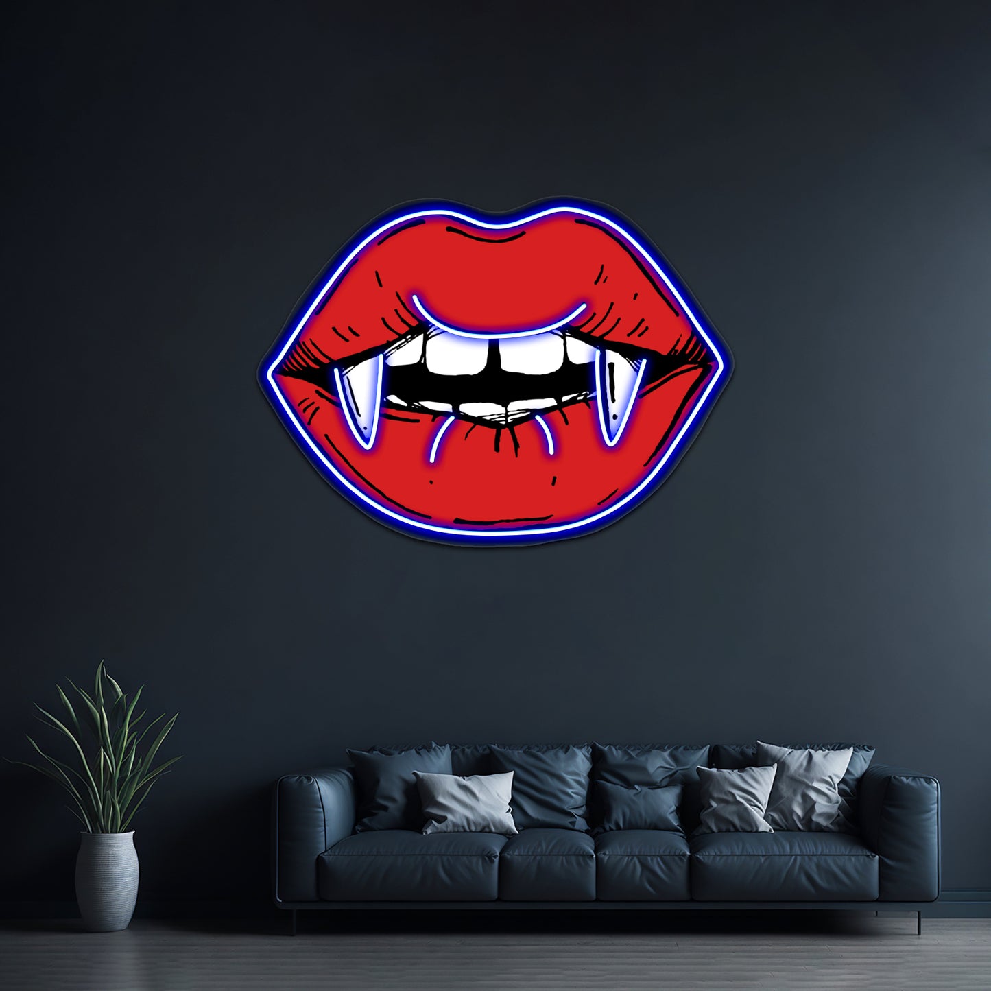 Red Lips Vampire Artwork Personalized Neon Signs