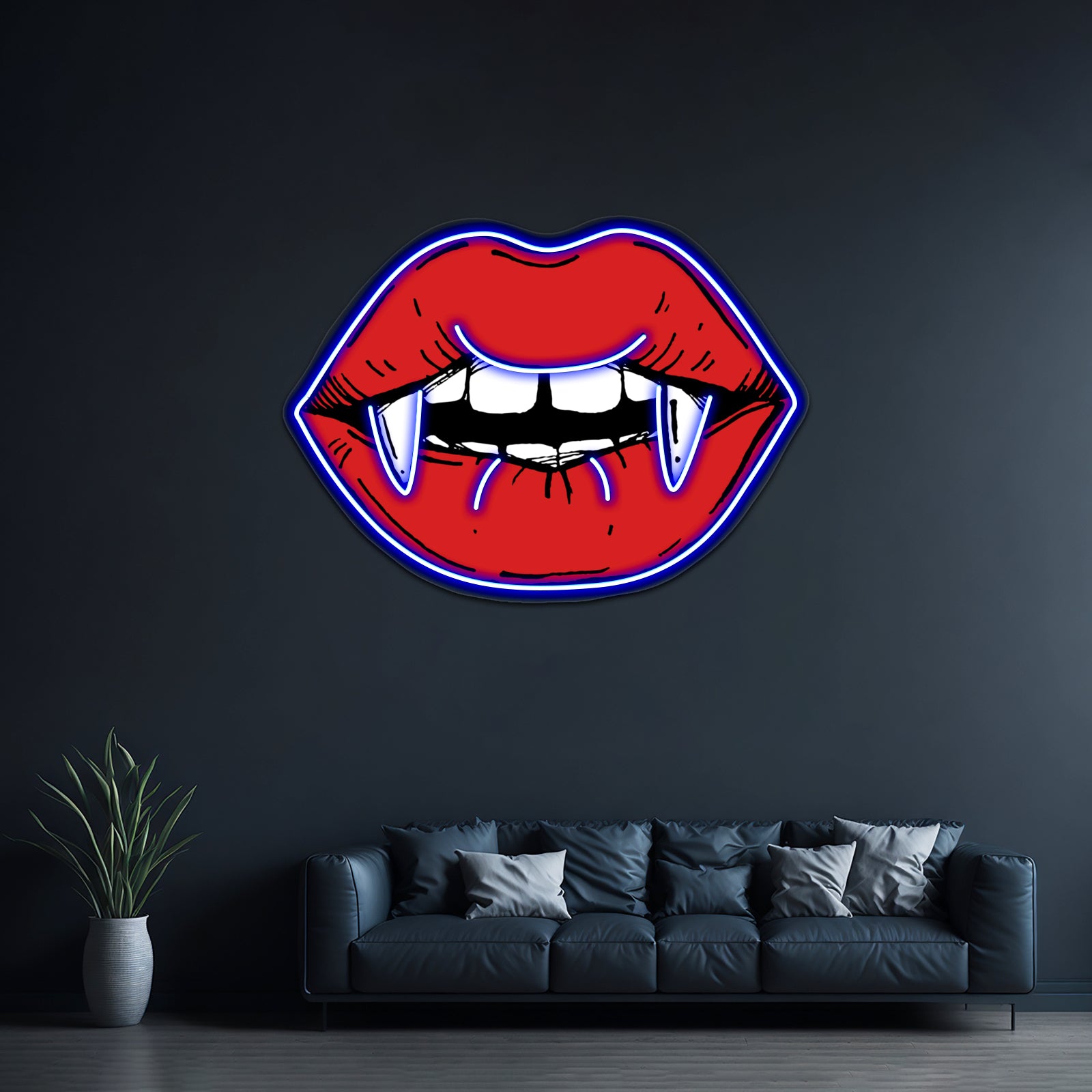 Red Lips Vampire Artwork Personalized Neon Signs | Shineneon