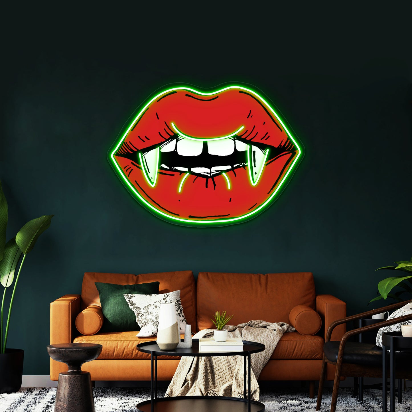 Red Lips Vampire Artwork Personalized Neon Signs