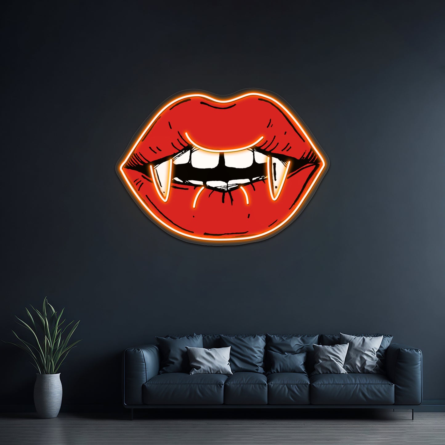 Red Lips Vampire Artwork Personalized Neon Signs