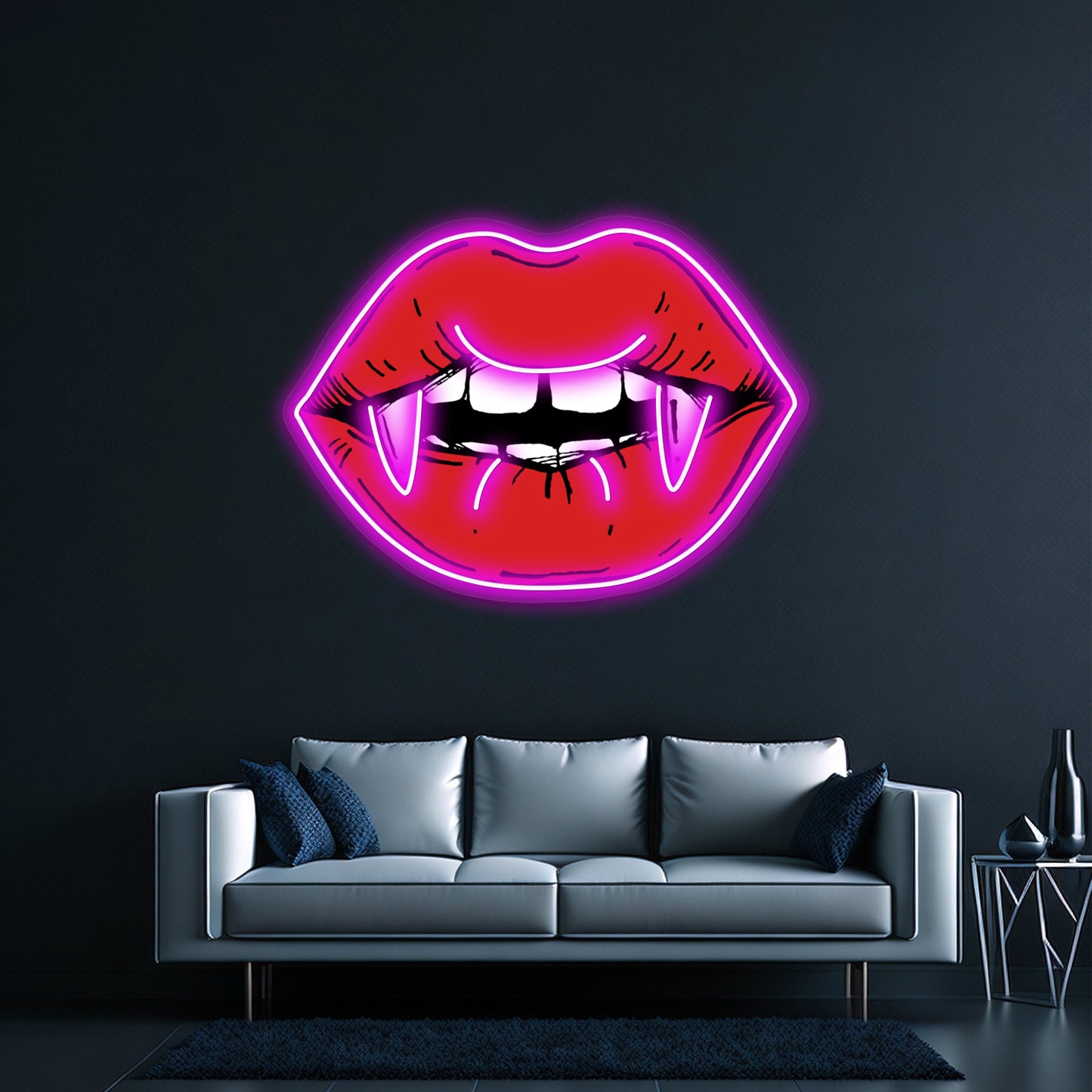 Red Lips Vampire Artwork Personalized Neon Signs