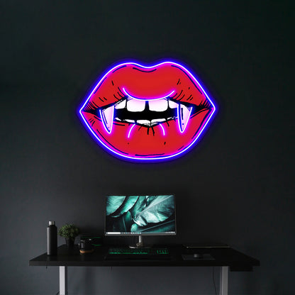 Red Lips Vampire Artwork Personalized Neon Signs