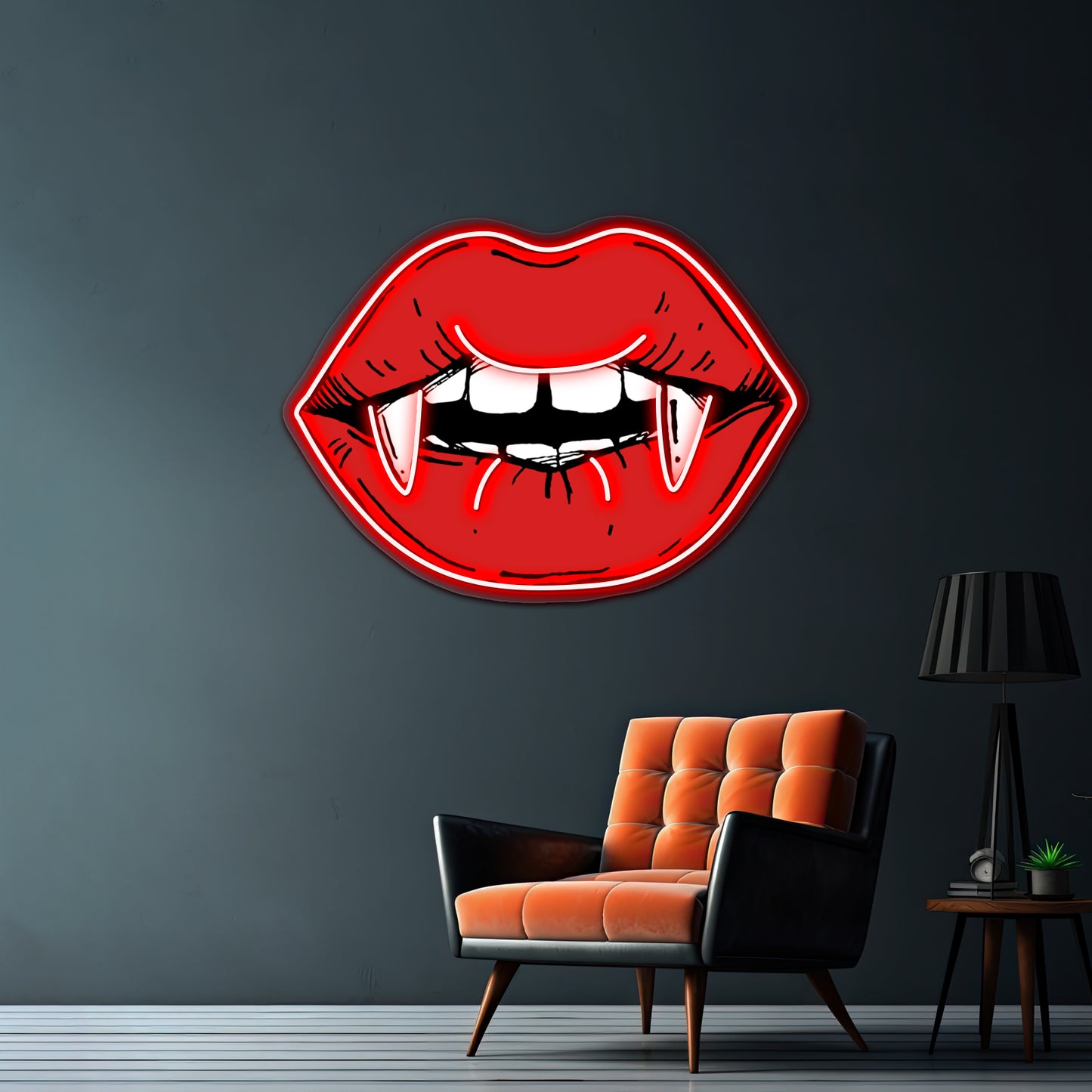 Red Lips Vampire Artwork Personalized Neon Signs