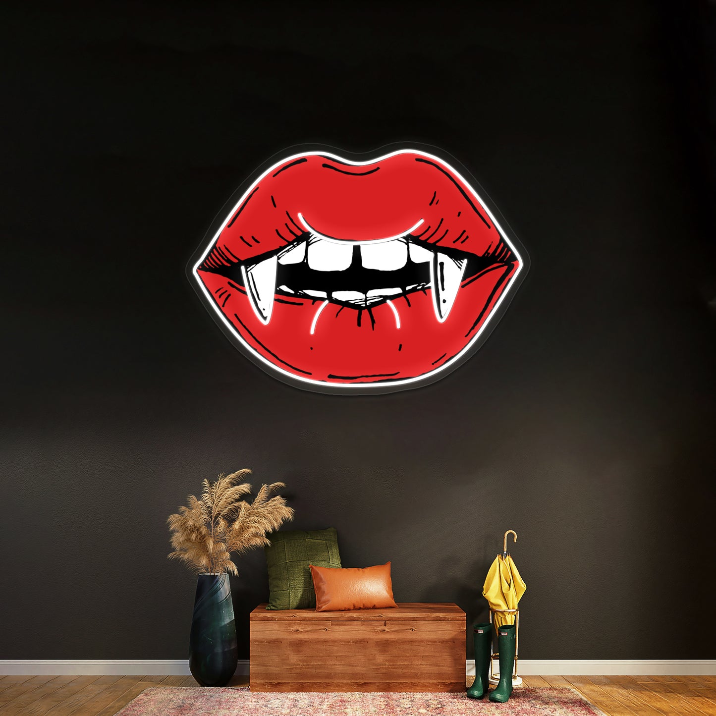 Red Lips Vampire Artwork Personalized Neon Signs