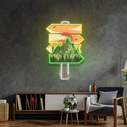 Red Moon Forestry Arrow Nature Uv Printed Led Neon Sign Indoor Wall Art | Shineneon