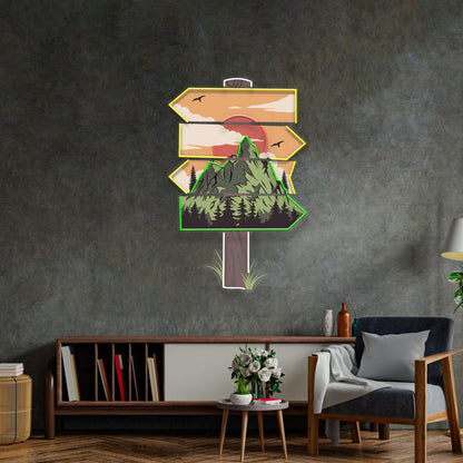 Red Moon Forestry Arrow Nature Uv Printed Led Neon Sign Indoor Wall Art | Shineneon