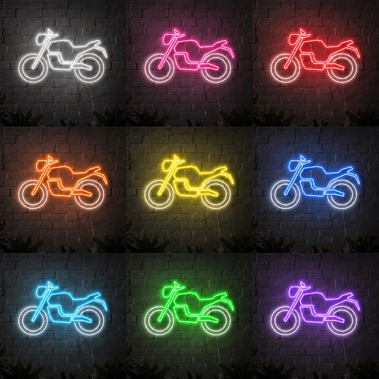 Red Motorcycle Outline Neon Sign LED Neon Sign color grid