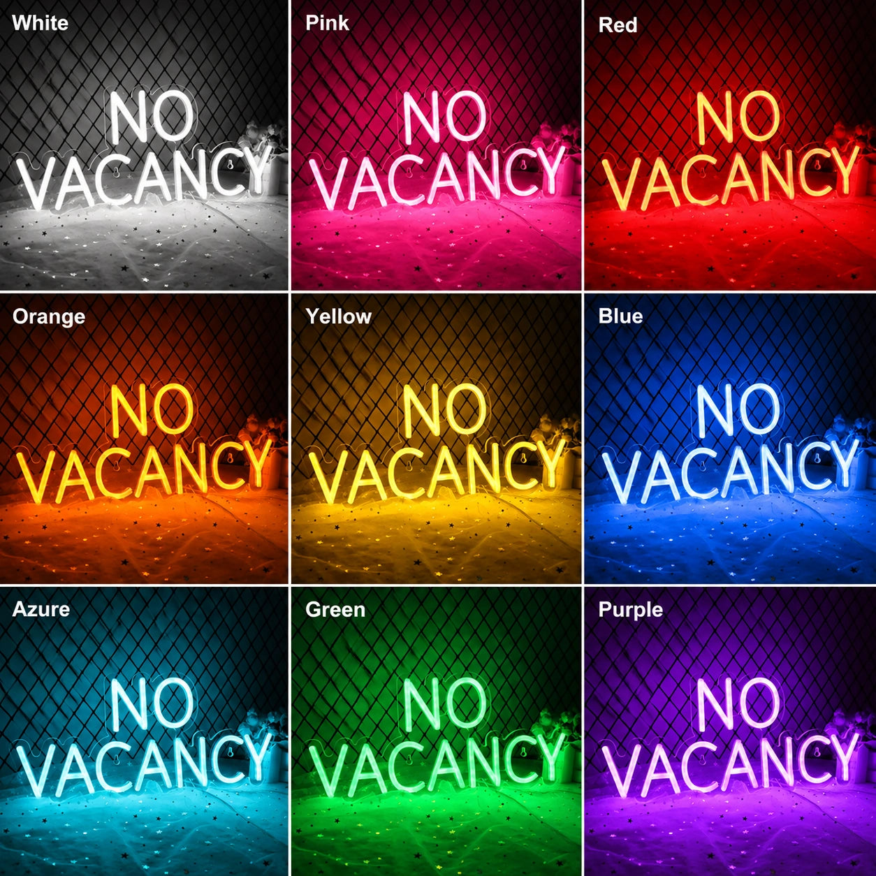 Red No Vacancy Neon Sign LED Neon Sign color grid