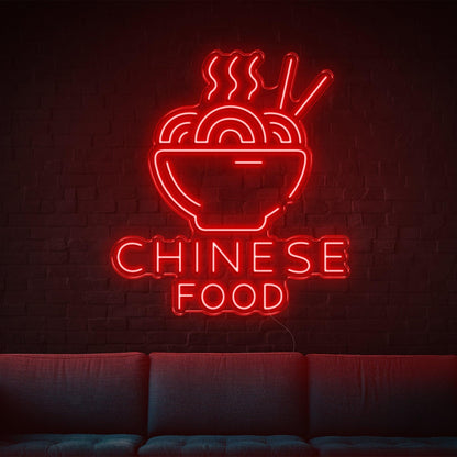 Red Noodles Bowl Chinese Food Led Neon Sign For Restaurant Decor | Shineneon