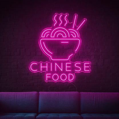 Red Noodles Bowl Chinese Food Led Neon Sign For Restaurant Decor | Shineneon