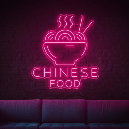 Red Noodles Bowl Chinese Food Led Neon Sign For Restaurant Decor | Shineneon