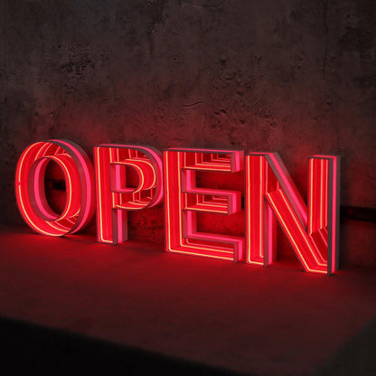 Red Open 3D Front And Back Lit Letters Metal Led Sign - Shineneon