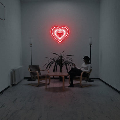 Red Orange Triple Heart Led Neon Sign For Indoor Decor | Shineneon