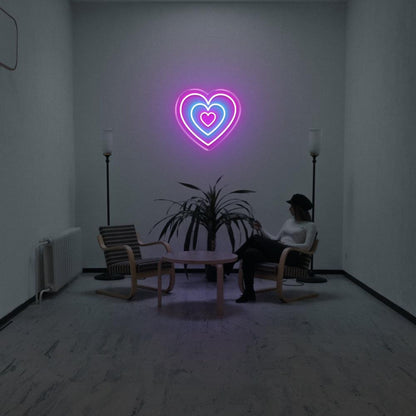 Red Orange Triple Heart Led Neon Sign For Indoor Decor | Shineneon