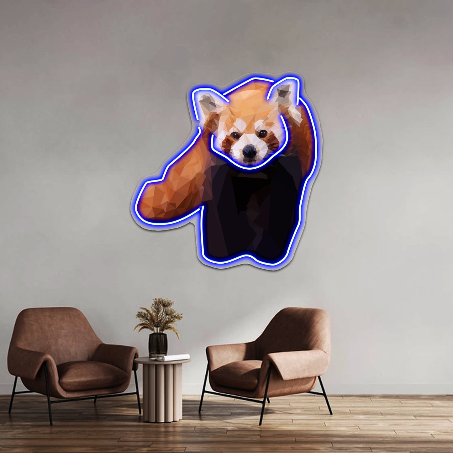 Red Panda Low Poly Geometric Triangles Endangered Animal Art Wall Artwork Neon Signs