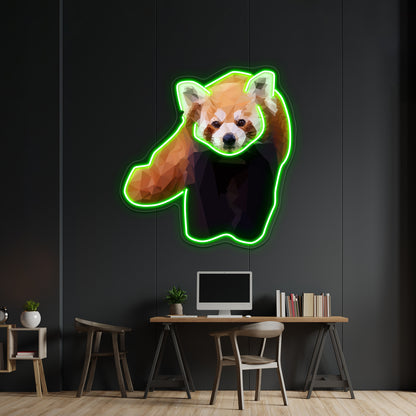 Red Panda Low Poly Geometric Triangles Endangered Animal Art Wall Artwork Neon Signs