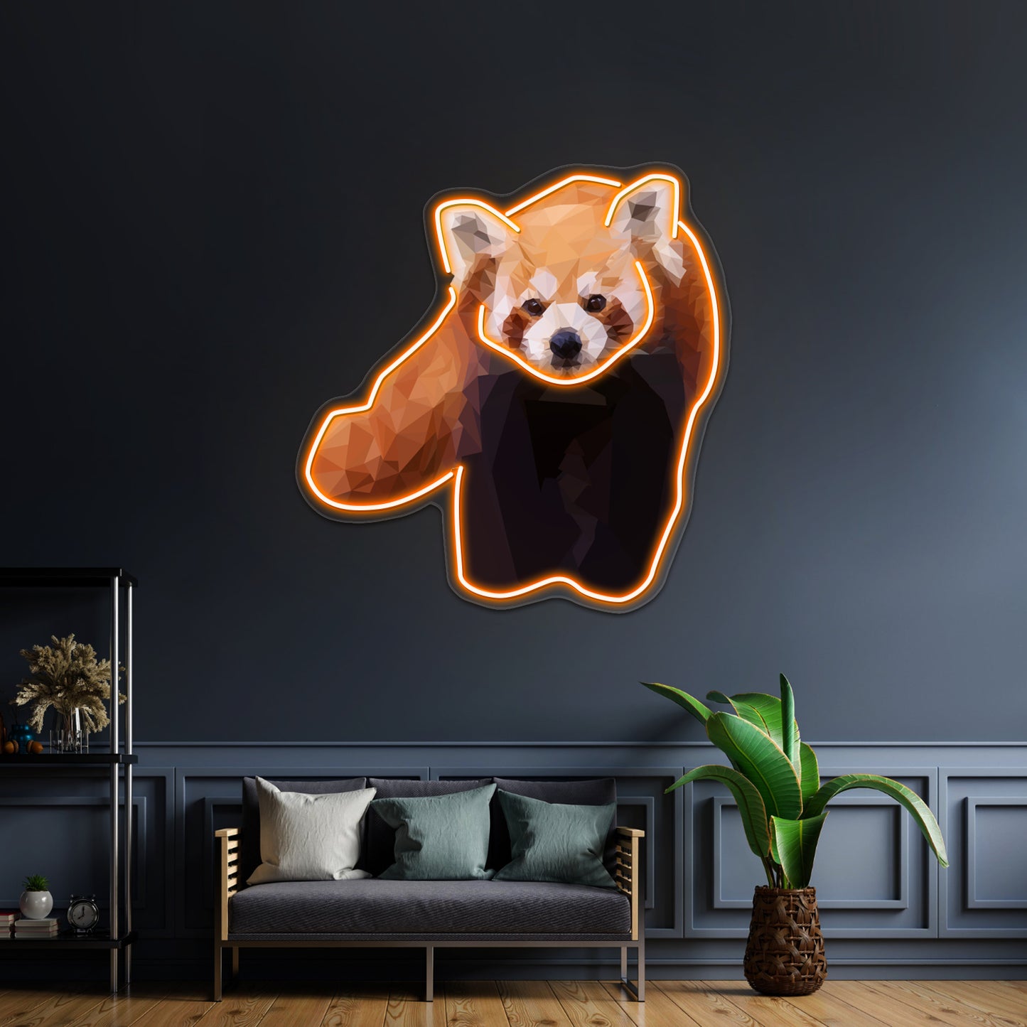 Red Panda Low Poly Geometric Triangles Endangered Animal Art Wall Artwork Neon Signs