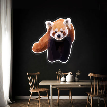 Red Panda Low Poly Geometric Triangles Endangered Animal Art Wall Artwork Neon Signs