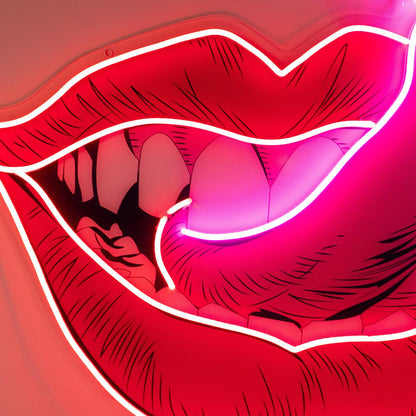 Red-Pink Lips Yum Uv Printed Led Neon Sign For Bar Restaurant Home Decor | Shineneon