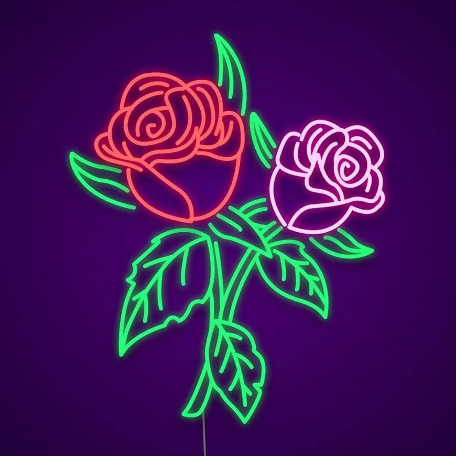 Red-Pink Rose Floral Led Neon Sign For Home Decor Shops | Shineneon