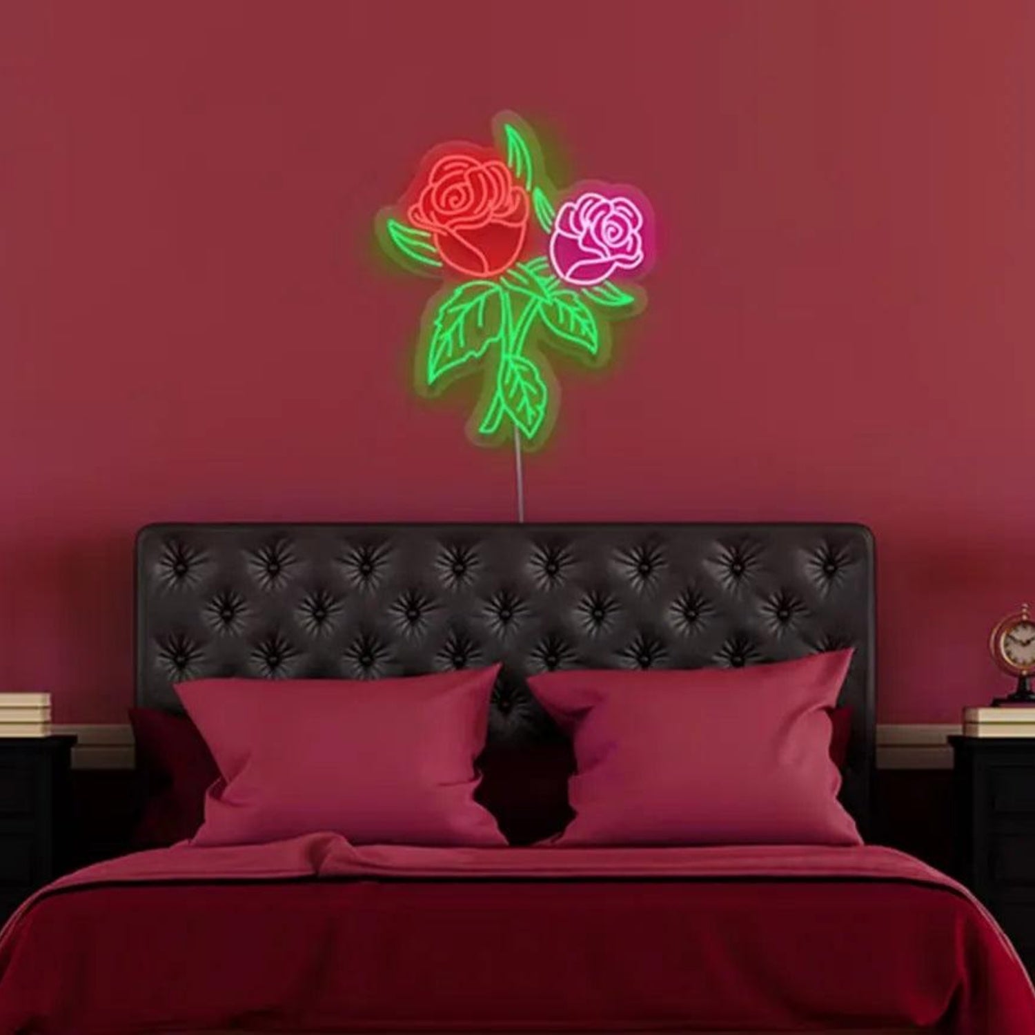 Red-Pink Rose Floral Led Neon Sign For Home Decor Shops | Shineneon