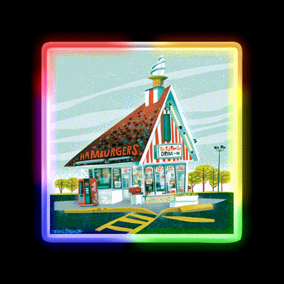 Red Rooster Drive In Fast Food Led Neon Sign For Burger Place Rgb Color - LED neon sign close-up detail