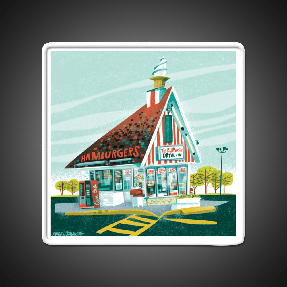 Red Rooster Drive In Fast Food Led Neon Sign For Burger Place Rgb Color - Shineneon