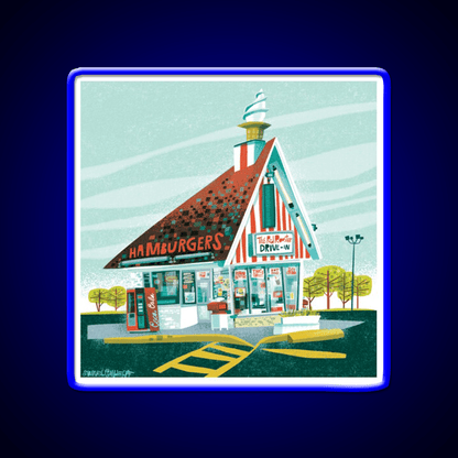 Red Rooster Drive In Fast Food Led Neon Sign For Burger Place Rgb Color - Shineneon