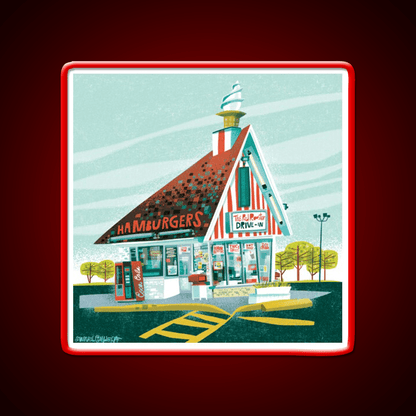 Red Rooster Drive In Fast Food Led Neon Sign For Burger Place Rgb Color - Shineneon