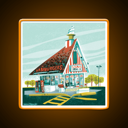 Red Rooster Drive In Fast Food Led Neon Sign For Burger Place Rgb Color - Shineneon