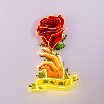 Red Roses One And Only Uv Printed Led Neon Sign For Home Art Decor | Shineneon