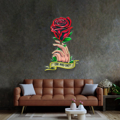 Red Roses One And Only Uv Printed Led Neon Sign For Home Art Decor | Shineneon