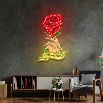 Red Roses One And Only Uv Printed Led Neon Sign For Home Art Decor | Shineneon