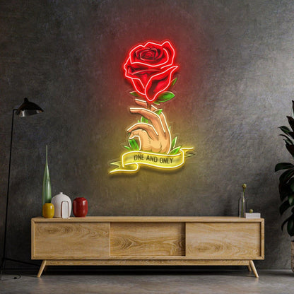 Red Roses One And Only Uv Printed Led Neon Sign For Home Art Decor | Shineneon