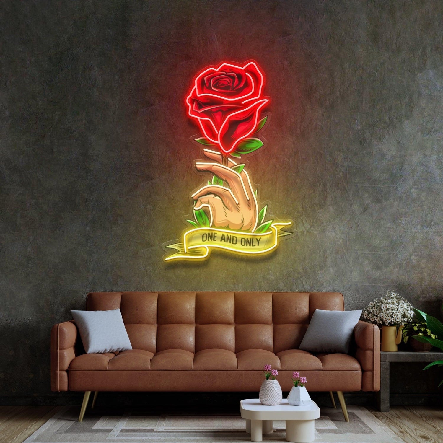 Red Roses One And Only Uv Printed Led Neon Sign For Home Art Decor | Shineneon