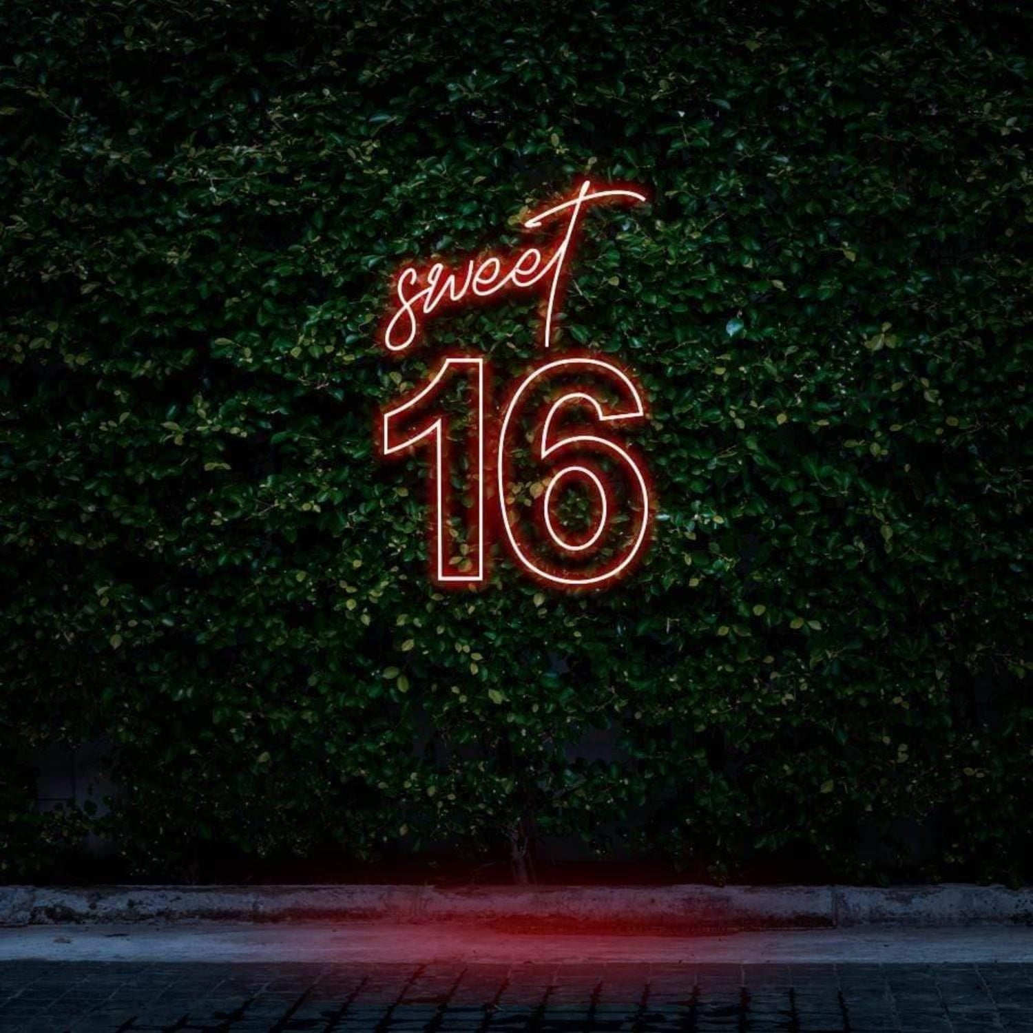 Red Script Sweet 16 Led Neon Sign For Birthday Party Decor | Shineneon