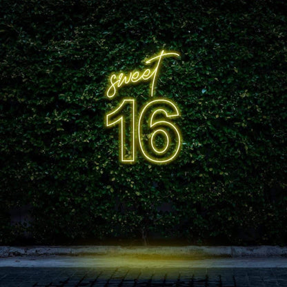 Red Script Sweet 16 Led Neon Sign For Birthday Party Decor | Shineneon