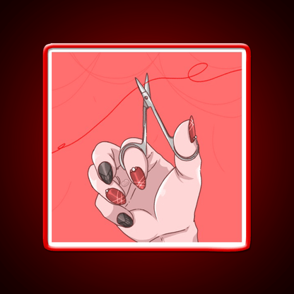 Red String Cut It Nail Salon Led Neon Sign Rgb Color - Shineneon